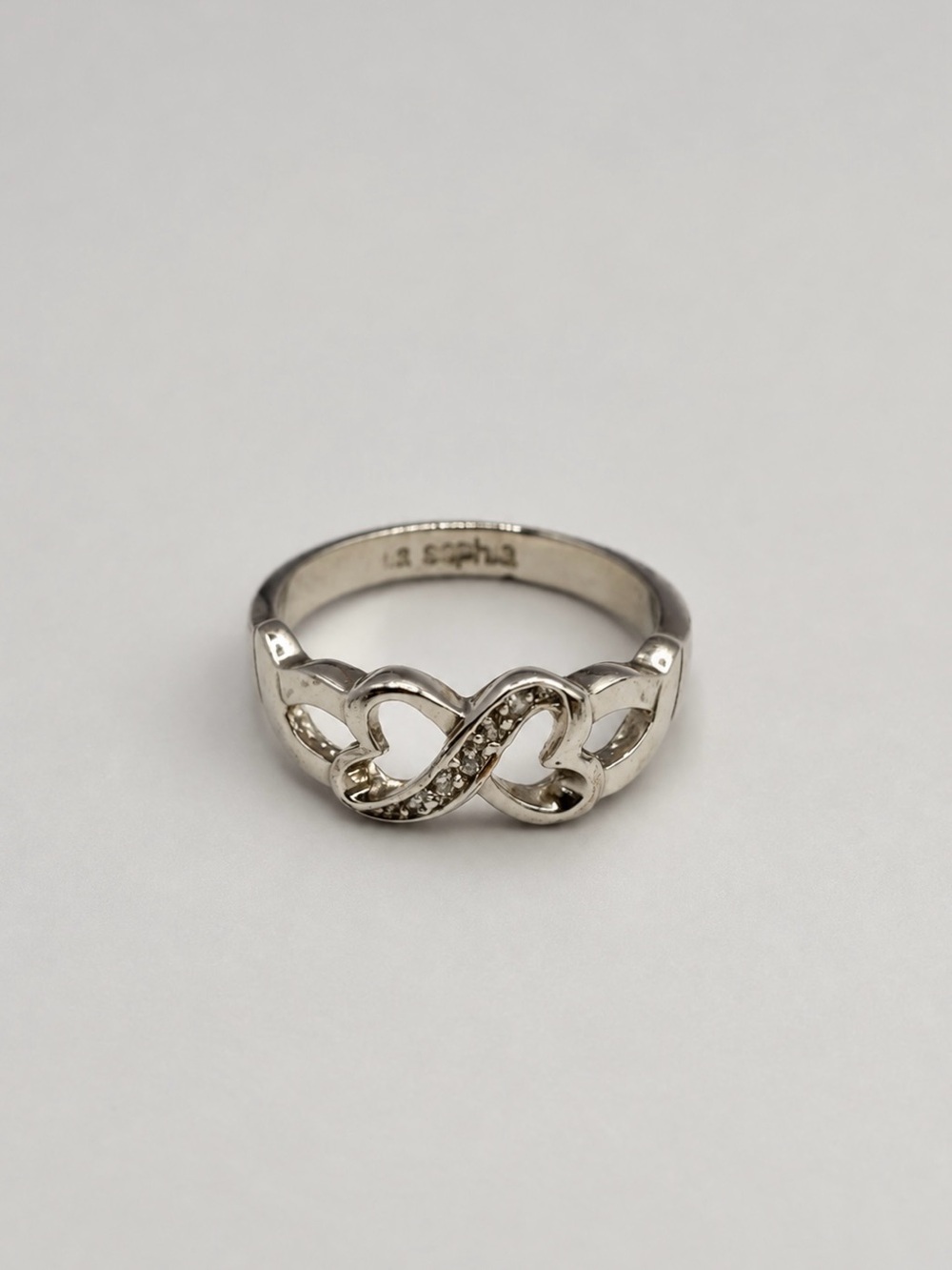Lia Sophia Silver-Tone Crystal Infinity Heart Ring Size 7